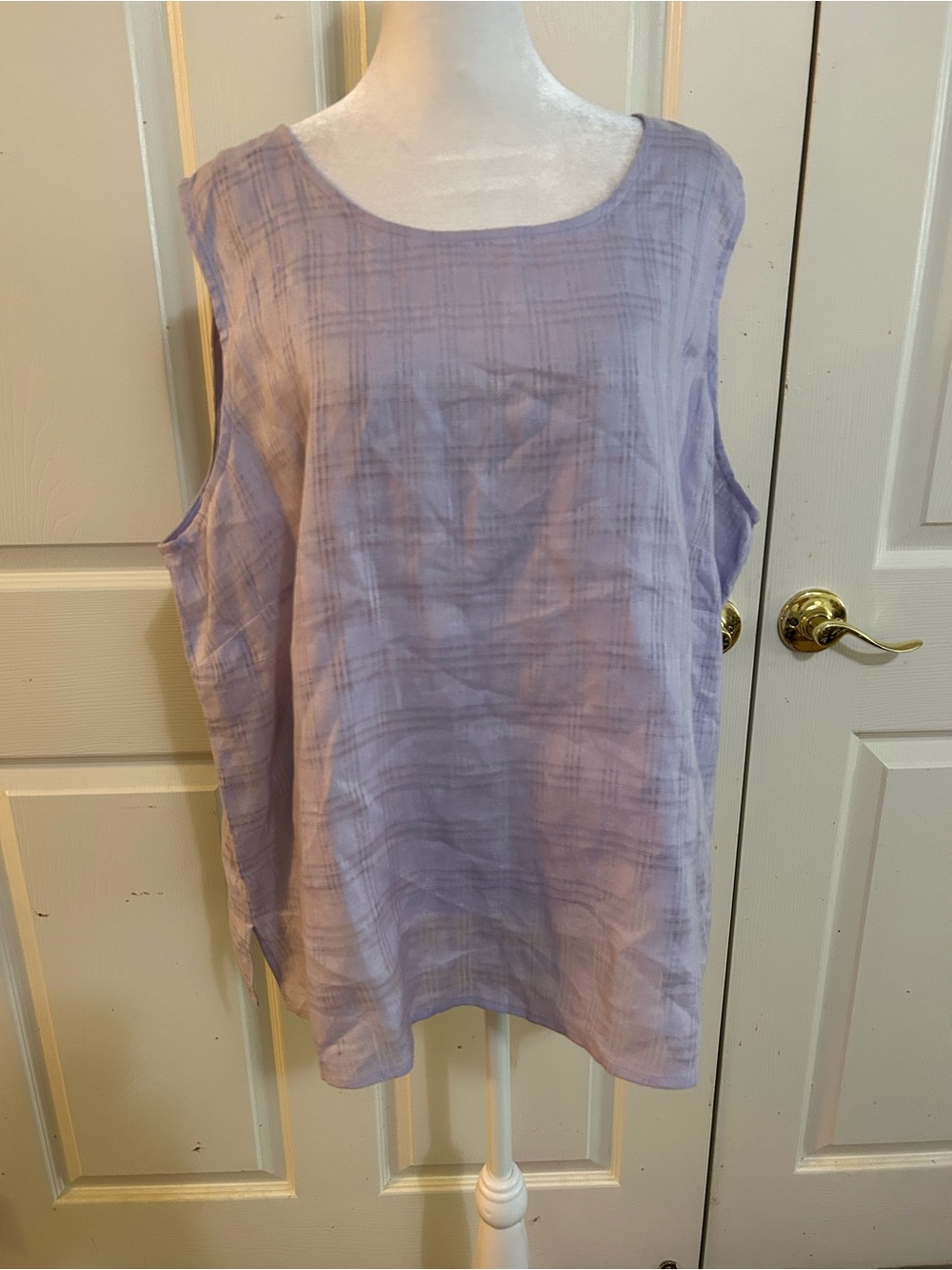 Sag Harbor lilac linen tank, size 2X
